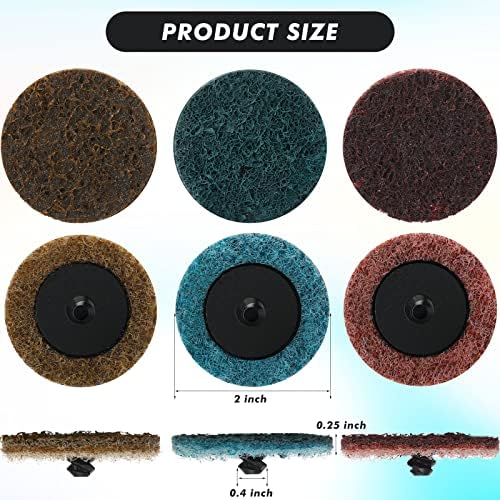 Macarrie 150 Pcs 2 Inch Surface Conditioning Sanding Discs Quick Change Fine Medium Coarse Sanding Pads Die Grinder Accessories for Surface Strip Grind Polish Burr Finish(Aluminum Oxide)