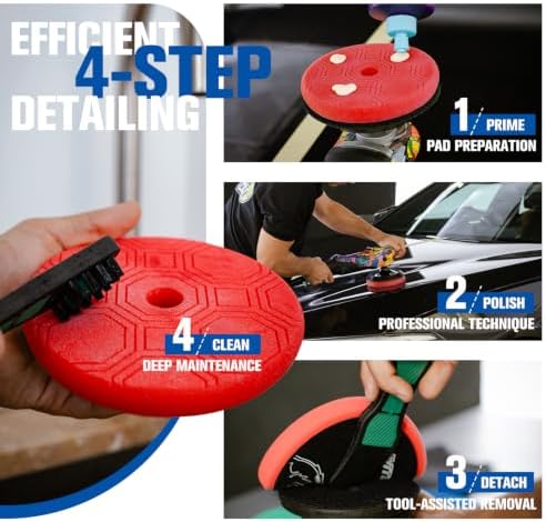 BATOCA P2 Car Buffer Polisher Kit, 1000W High-Torque - 6-Inch Heavy-Duty Rotary Polisher for Deep Paint Correction - Cord Clamp & Pad Care Tool, 16.4ft Detachable Cord, 6-Speed 1000-3800RPM, Marine,RV