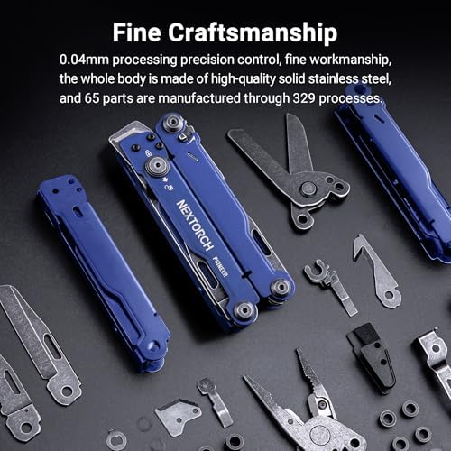 NEXTORCH PIONEER MT20 14-IN-1 Multi-tools Full-Size,Multi-tool Set with Scissors Needle Nose Pliers Pocket Clip Multi-tool for DIY Home Outdoors Everyday Carry Men Gift Color (BLUE with Glass Breaker)