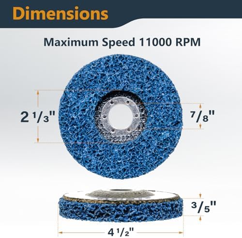 POWERTEC 4-1/2 Inch Strip Discs for Angle Grinder 12-Pack, 7/8" Arbor Stripping Wheel - Remove Paint Coating Rust Welds Oxidation for Metal & Wood Surface Preparation (11103-P2)