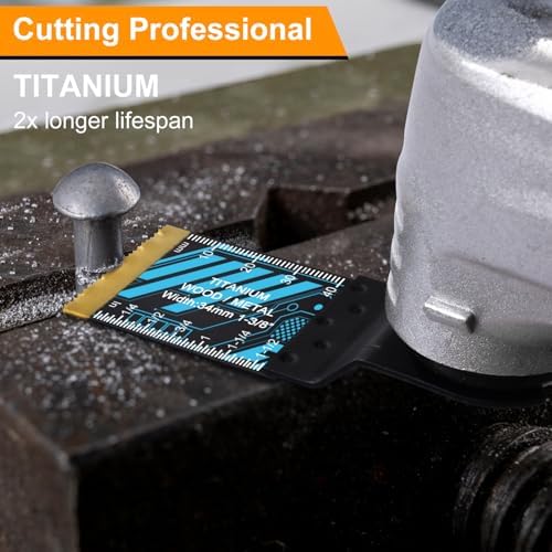 Oscillating Saw Blades, PECHAM 45PCS Professional Universal Titanium Multitool Blades for Wood Plastics Metal Quick Release Multi Tool Kits Fit Rockwell Ridgid Ryobi Milwaukee Chicago