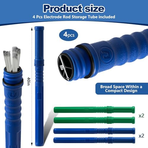 Tandefio 4 Pcs Welding Rod Storage Tube 40 Inch Tig Rod Holder, Green, Blue