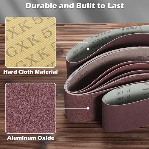 SainSmart 12PCS Aluminum Oxide 4x36 Inch Sanding Belts, 12PCS 6-inch Sanding Disc, 6PCS Wax and Silicone Free Tack Cloth, Sanding Set for Woodworking Sander Tools, DB30A