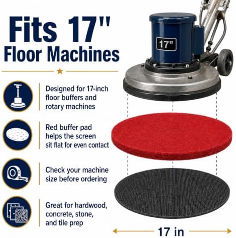 17" Sanding Screen Discs with Buffer Pad,10 Pack 80 Grit Mesh Floor Sanding Screen - for Wood Floor,Epoxy Maintenance