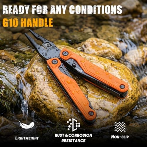 BIBURY 9oz Lightweight G10 Handle Multitool, One-Hand Opening Pocket Knife
