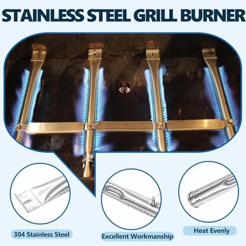 SafBbcue Grill Parts Kit for Charbroil 463436215 463436214 463436213 461334813 463234413 466436513 467300115 Grills Replacement Part, Cast Iron Cooking Gates, Heat Plate, Burner Tubes, G432-001N-W1