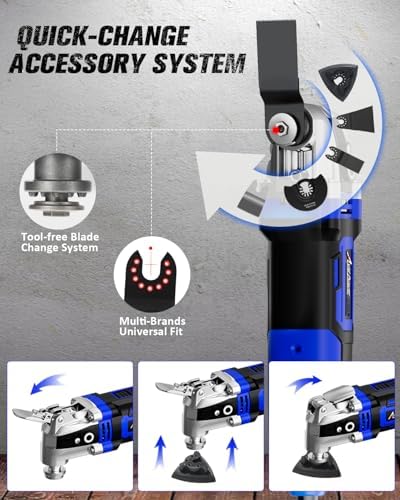 AVID POWER Oscillating Tool, 3.5-Amp Oscillating Multi Tool with 4.5° Oscillation Angle, 6 Variable Speeds and 13pcs Saw Accessories, Auxiliary Handle - Blue