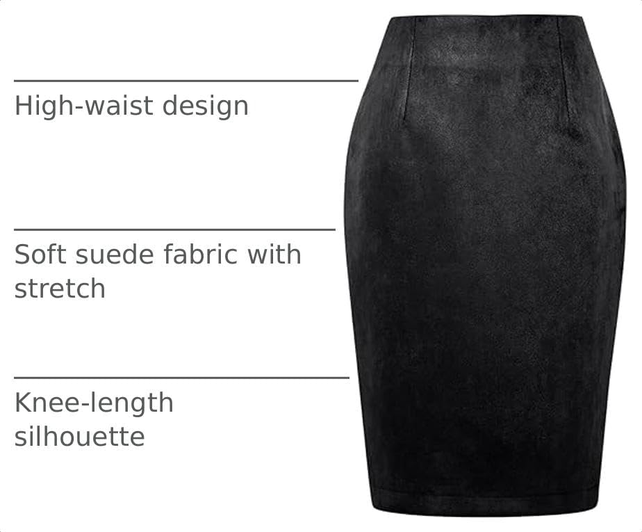 IDEALSANXUN Plaid Skirts for Women Fall Winter Knee Length Pencil Wool Skirt with Slit