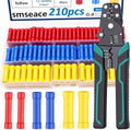 smseace 210PCS Wire Butt connectors with Crimping Tool 22-10AWG Butt Splice Connectors Insulated Electrical Straight Wire Terminal