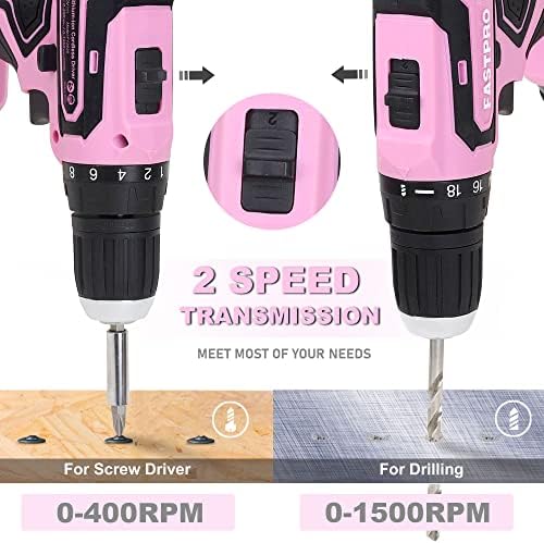 FASTPRO 20V Pink Drill Set for Women, Home Tool Kit with Tool Box
