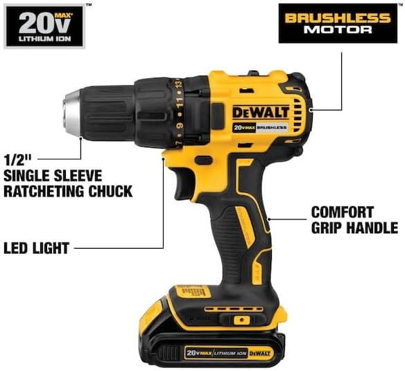 DEWALT DCK275C2R 20V MAX Brushless Lithium-Ion 1/2 in. Cordless Drill Driver and 1/4 in. Impact Driver Combo Kit with 2 Batteries (Renewed)