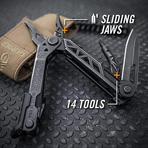 Gerber Gear Center-Drive Multitool - With Needle-Nose Pliers, 3.25" Blade & Center-Axis Bit Driver - Includes Magnetic Flathead & Phillips Bits - Comes with Coyote Brown Sheath - Made in USA - Black