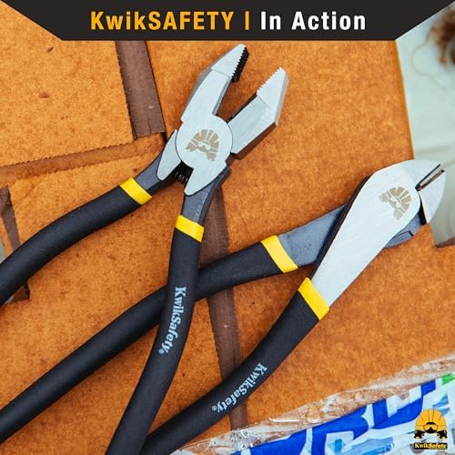 KwikSafety - Charlotte, NC - PINZA Ironworker Pliers Heavy Duty Diagonal Cutting Pliers Angled Head Steel Rebar Cut Aluminum Bi-Material Tempered Handles & Short Beveled Jaws Lineman Plier