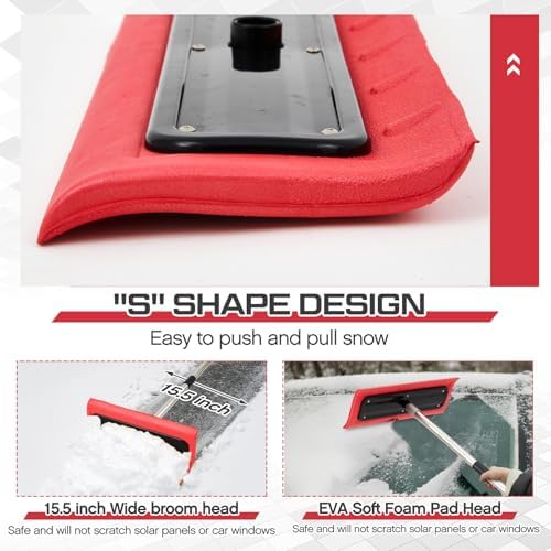 Chumia Snow Roof Rake 20ft Reach 15.75"x6.5" EVA Foam Adjustable Pole