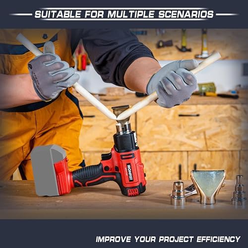 IRONFIST Heat Gun Cordless Compatible with MILWAUKEE M18 Battery Portable Hot Air Gun Two Temperature Setting 300°C 550°C for DIY PVC Shrink Tubing (BATTERY NOT INCLUDED)