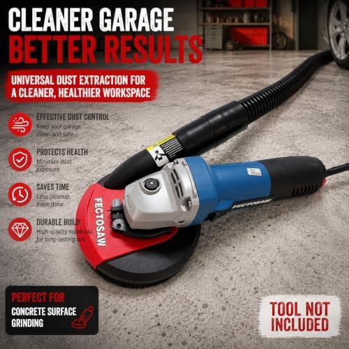 Universal Angle Grinder Dust Shroud for Concrete Grinding, Fits 4.5–5 & 7 Inch Grinders, Vacuum Dust Collection Cover (No Wheel) (5-inch Dust Shroud)