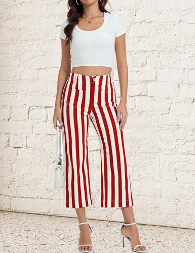 Wide Leg Jeans for Women Trendy High Waisted Flare Jeans Cropped Pants Stretchy Baggy