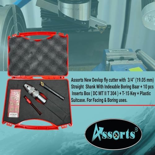 Fly Cutter with 3/4" (19.05 mm) Straight Shank & Indexable Boring Bar – Includes 10 PCS DCMT 11T304 Inserts & Plastic Case | Ideal for Facing & Boring | Watch Video for Details