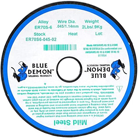 Blue Demon ER70S6 MIG/GMAW Carbon Steel Welding Wire, All Position, Low Spatter, Formulated to Provide Porosity-Free, X-Ray Quality Welds Even on Dirty/Rusty Steel (.045" 2# Spool)