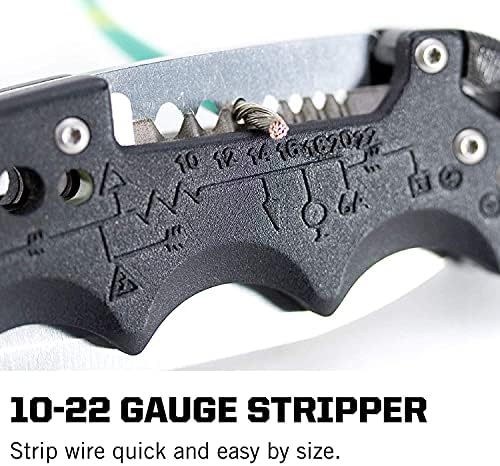 SOG Kilowatt- Electricians Pocket Knife with Wire Stripping Multi-Tool and 3.4 Inch AUS-8 Blade, UTP 10-22G Wire Stripper Knife (EL01-CP), Black
