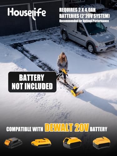 16" Cordless Snow Shovel Compatible with DeWalt 20V MAX Battery (Bare Tool)