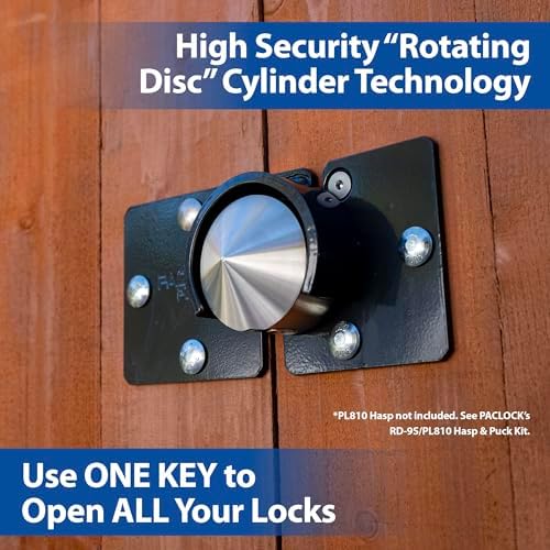 PACLOCK's 9-Series Patented Cone Puck w/Tapped Holes, High Security Rotating Disc, Manufacturer-Controlled Key Assigning, Exclusive Key Number, Keyed Differently w/ 1 Key, Silver