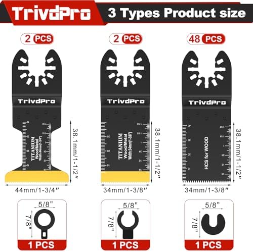 TrivdPro 52PCS Oscillating Tool Blades for Wood Plastics Metal Cutting