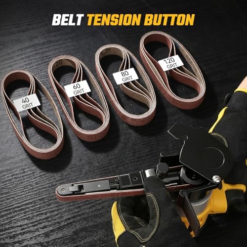 Cordless Belt Sander for Dewalt 20V Battery, 3/8"x13" Mini Detail Sander with 20PCS Belts, 360° Adjustable, LED Display, Finger Sander for Wood, Paint, Metal Rust, DIY (Battery Not Included)