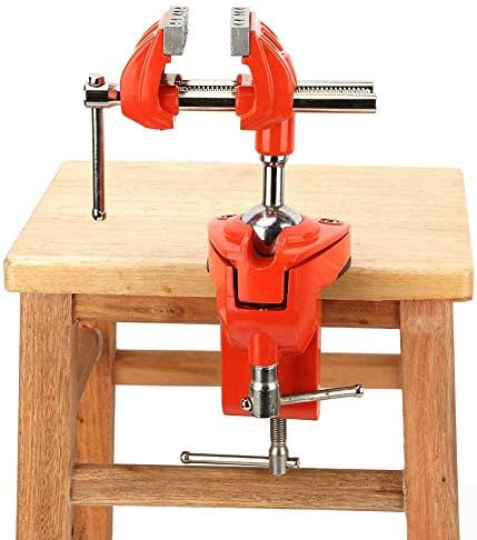 Oumefar Aluminum Mini Table Clamp Vise, 2.8 Inch Jaw Width, Swivel 360 Degree Rotating, Universal Bench Vise, Silver