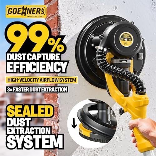 Drywall Sander, 950W 8.5A Electric Drywall Sander with Vacuum Dust Collector, 9 Variable Speed 800-2100RPM, 26FT Power Cord, Wall Sander for Popcorn Ceiling, Pole Sander for Drywall