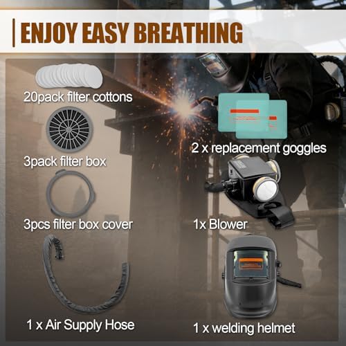 Auto Darkening Welding Helmet with PAPR Respirator System Welding Hood