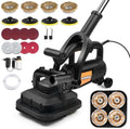4-Head Concrete Grinder with Handle, Auxiliary Wheels & Dust Shround
