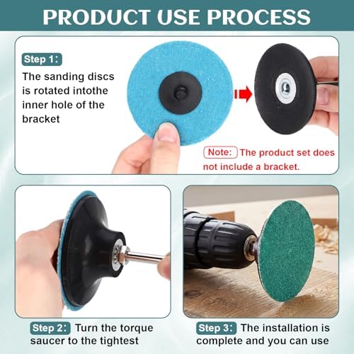Newwiee 150 Pcs 3 Inch Sanding Discs 80 Grit 3 Inch Twist Lock Grinding Disc Zirconia Quick Change Lock Grinder Sanding Discs for Surface Prep Strip Grind Polish Finish Burr Rust Paint Removal