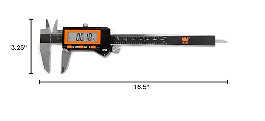 WEN 10764 Electronic 6.1" Stainless Steel Water-Resistant Digital Caliper with LCD Readout & Storage Case, IP54 Rated