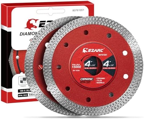 EZARC 4 Inch Super Thin Diamond Tile Blade, 7/8"-5/8" Arbor, 2-Pack