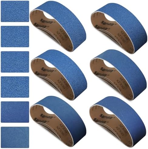 3x24 Inch Sanding Belts 18 Pcs 6 Grits Sizes (3 Each of 60/80/120/150/240/400 Grits) Heavy Duty Belt Sander Zirconia Belt Sander Paper for Wood, Metal, Stainless Steel, Cars, and Furniture
