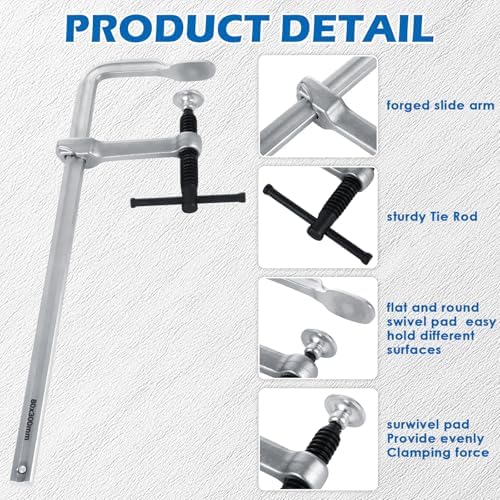 JMIATRY 4PCS F Clamps 12 Inches, Welding Bar Clamps, F-clamps for Welding