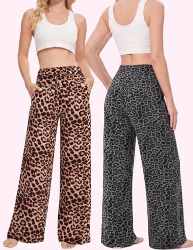 Showitty Wide Leg Pants for Women with Pockets, High Waist Yoga Lounge