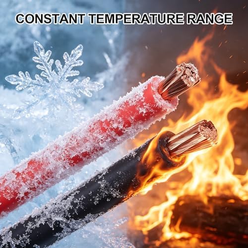 4 Gauge Battery Cable, 10FT Red + 10FT Black 4 AWG Pure Copper Wire Welding Cable, for Automotive, Battery, Solar and Generator, Standard USA OFC Wire