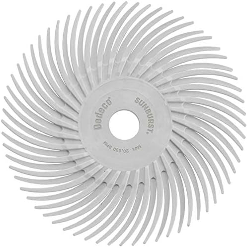 Dedeco Sunburst Radial Bristle Discs 12-Pack - 3" Curved - 3/8" Arbor - White 120 Grit (Medium) - Aluminum Oxide for Polishing & Finishing