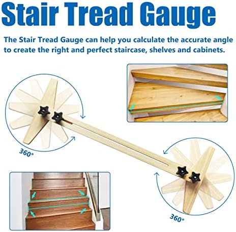 Stair Tread Gauge and Shelf Layout Tool for Stairs, Risers and Partitions