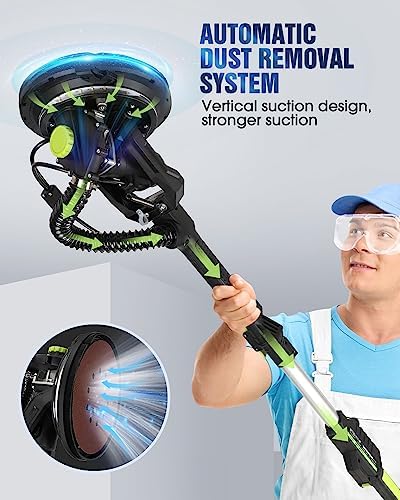MYTOL 7.2A Drywall Sander with Vacuum, LED, 6-Speed