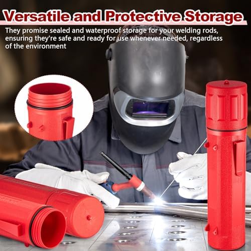 Zonon 8 Pcs Welding Rod Holder Stick Welding Electrode Rod Storage Tube 14 Inch Rod Storage Container Airproof Welding Rod Holder Waterproof Storage Canister for Welding Rod(Red)
