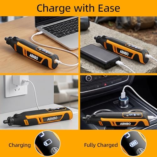 Mini Cordless Rotary Tool,5-Speed 30000RPM,Power Rotary Tool Kit 4V Type-C Charging with Digital Display, 100 Accessories for Sanding,Polishing,Engraving,Carving, DIY Crafts (Yellow)