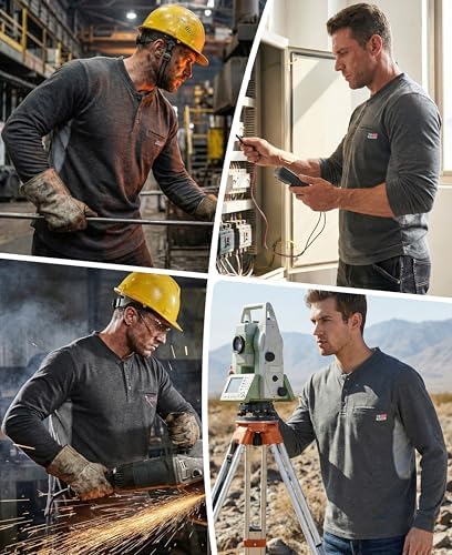 BOCOMAL FR Shirts for Summer Breathable Vented Mesh Flame Resistant Henley