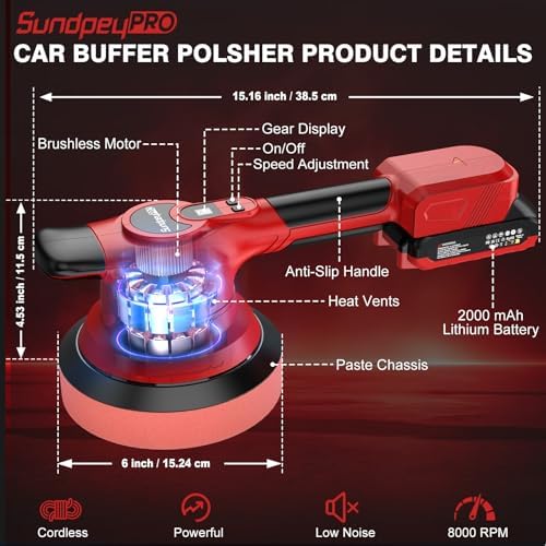 6-Inch Brushless Cordless Car Buffer Polisher Kit for Detailing