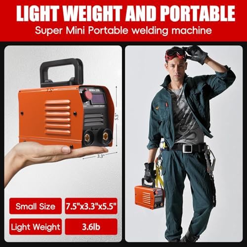 Mini Portable Welding Machine,MMA 250A 110V Stick Welder,IGBT Inverter Welder Machine,Hot Start, Arc Force, Anti-Stick,Small Welder for Beginners
