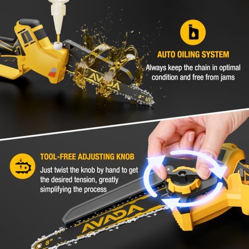 2-IN-1 Cordless 8-Inch Pole Saw & Chainsaw for DeWALT 20V MAX Battery - 1200W Brushless Motor, Total Reach of Max 15.9 FT, Lightweight, 8"&6"Electric Pole Saws for Tree Trimming Pruning (Tool Only)