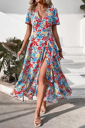 PRETTYGARDEN Women's Boho Floral Summer Maxi Dresses