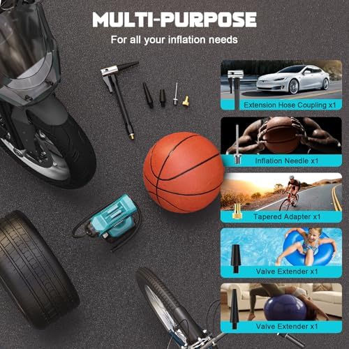 LIVOWALNY Tire Inflator Air Compressor Compatible with Makita 18V Battery, 160PSI Cordless Portable Electric Air Pump with Digital Pressure Gauge for Car Motorcycles Bike Sport Ball Auto (Tool Only)